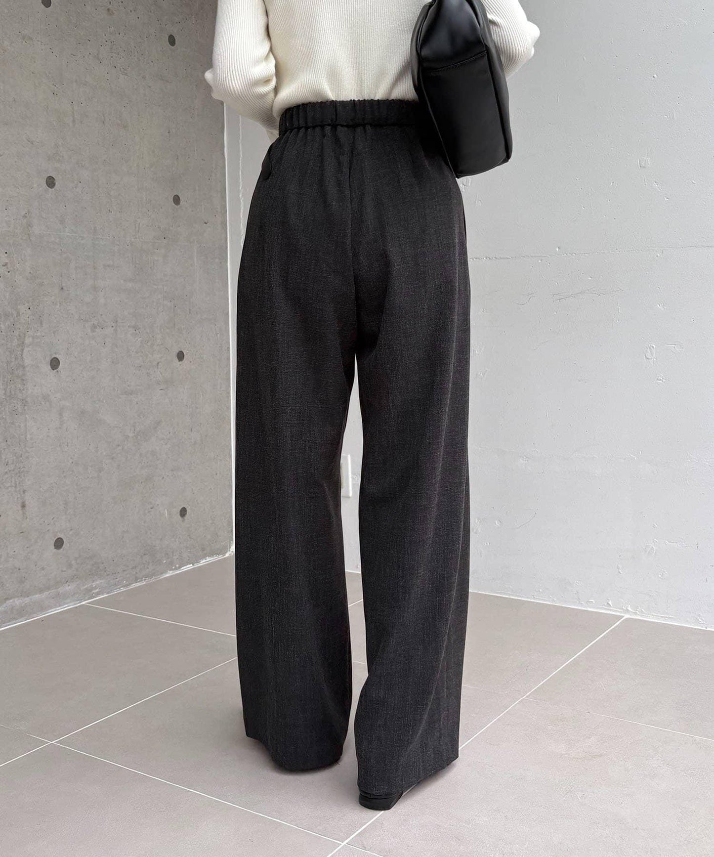 【有小個子尺碼】不對稱腰帶套裝褲