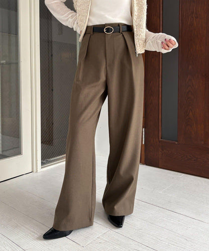 【有小個子尺碼】不對稱腰帶套裝褲