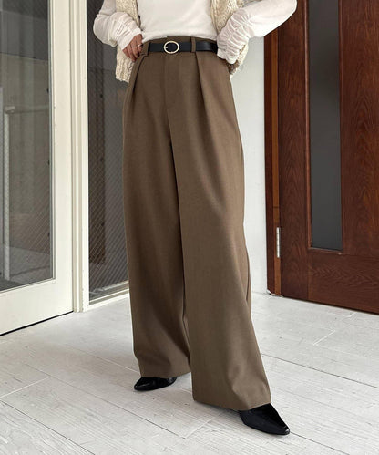 【有小個子尺碼】不對稱腰帶套裝褲