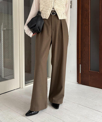 【有小個子尺碼】不對稱腰帶套裝褲