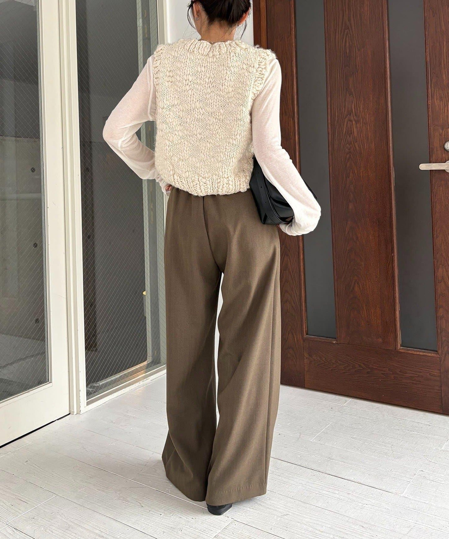 【有小個子尺碼】不對稱腰帶套裝褲