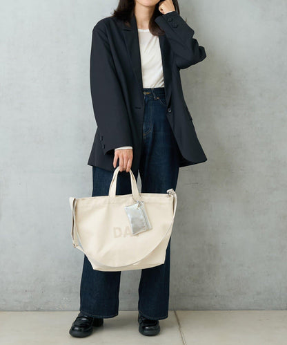 帆布植絨字母托特包