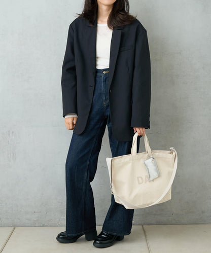 帆布植絨字母托特包