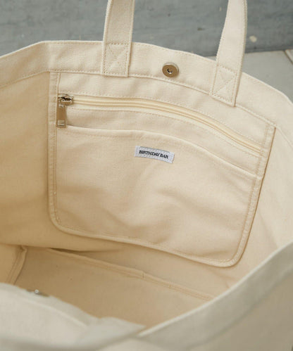 帆布植絨字母托特包