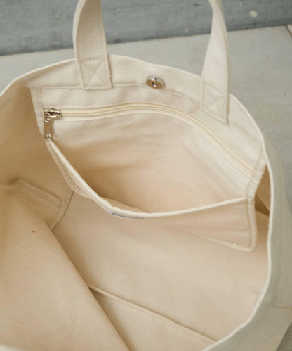 帆布植絨字母托特包