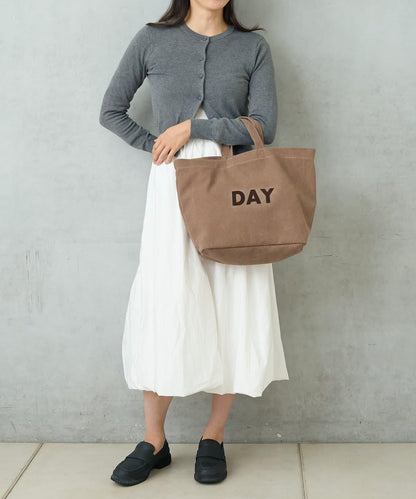 帆布植絨字母托特包