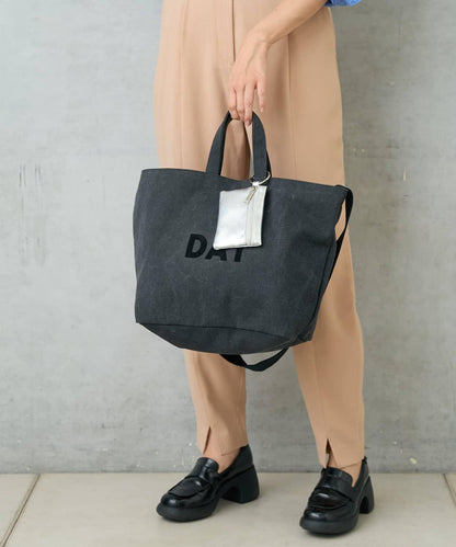 帆布植絨字母托特包