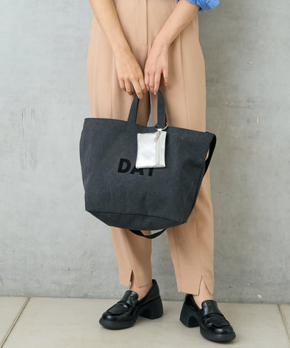帆布植絨字母托特包