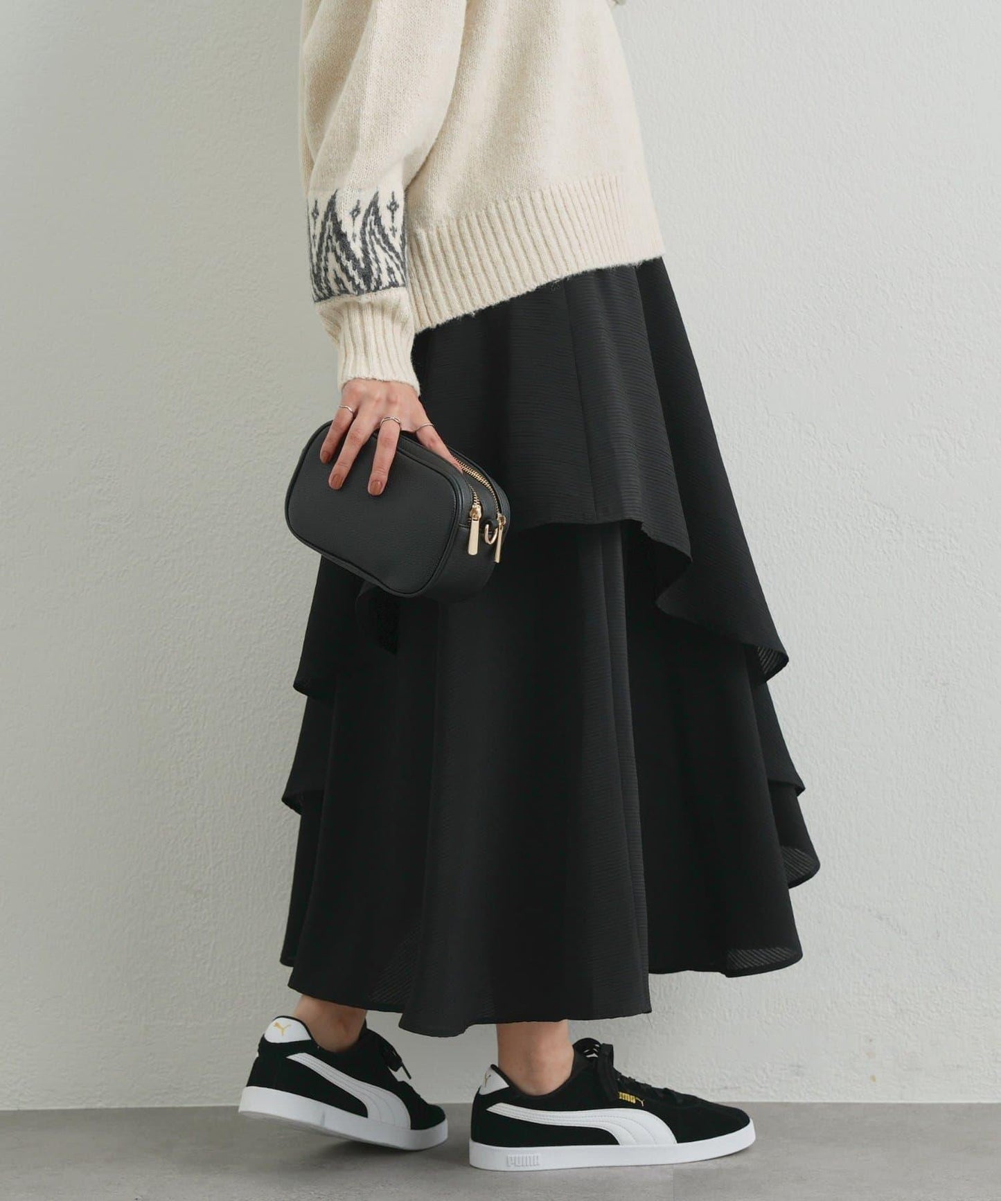 華麗風格不對稱荷葉邊半身裙