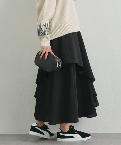 華麗風格不對稱荷葉邊半身裙