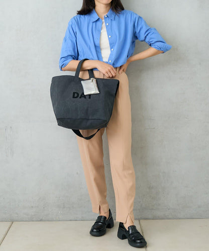 帆布植絨字母托特包