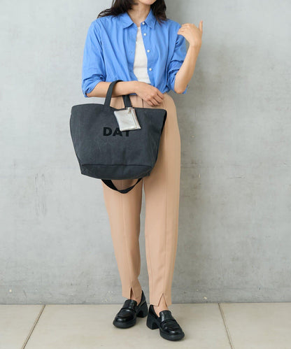 帆布植絨字母托特包