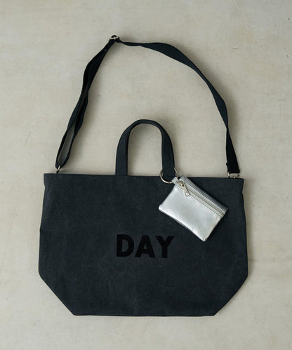 帆布植絨字母托特包