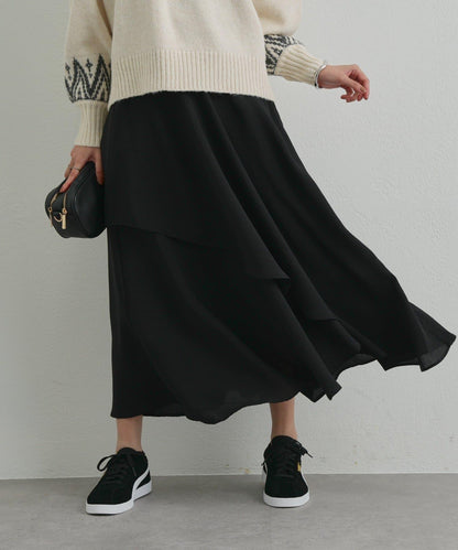 華麗風格不對稱荷葉邊半身裙