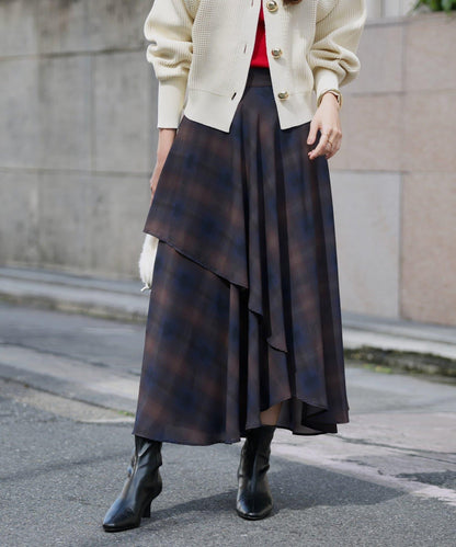 華麗風格不對稱荷葉邊半身裙