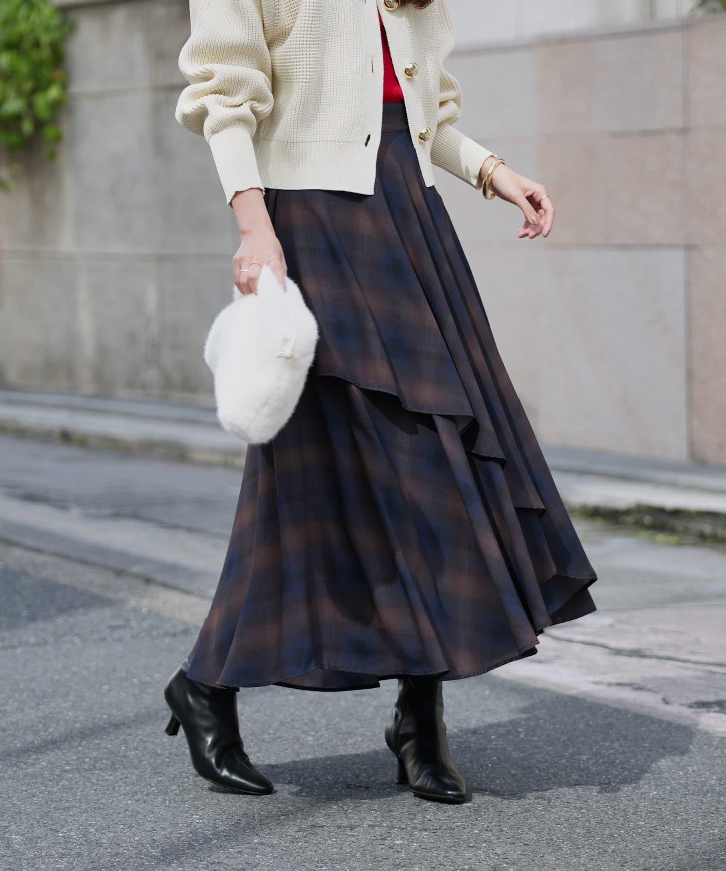 華麗風格不對稱荷葉邊半身裙