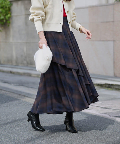 華麗風格不對稱荷葉邊半身裙