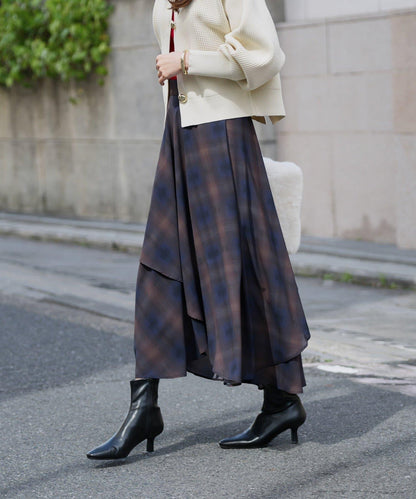 華麗風格不對稱荷葉邊半身裙