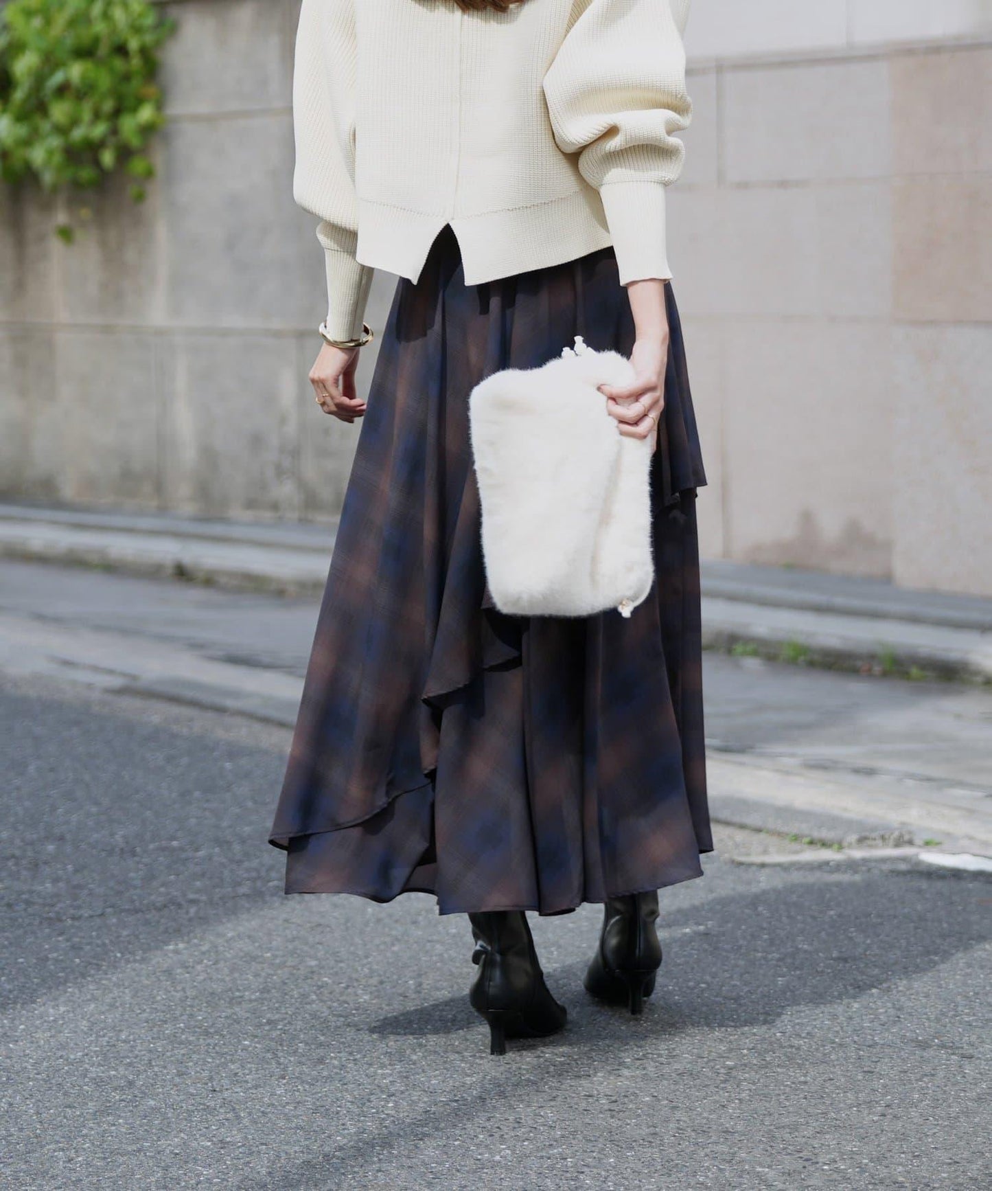 華麗風格不對稱荷葉邊半身裙