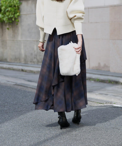 華麗風格不對稱荷葉邊半身裙