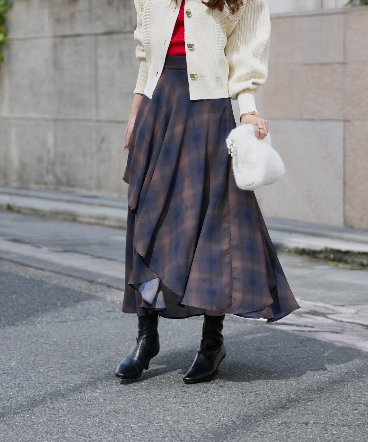 華麗風格不對稱荷葉邊半身裙