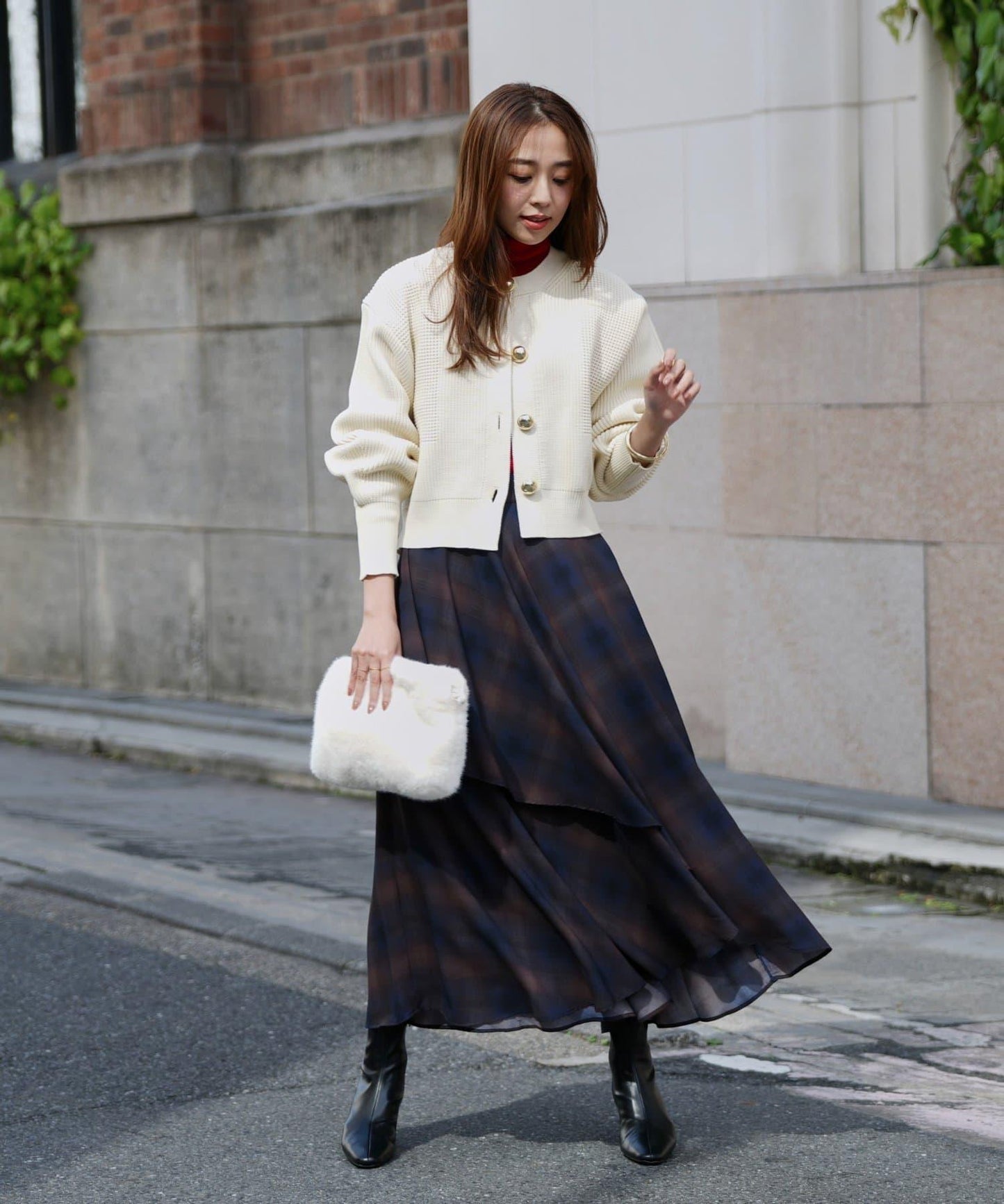 華麗風格不對稱荷葉邊半身裙