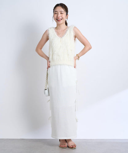 【La boutique BonBon】金銀絲針織蝴蝶結半身裙