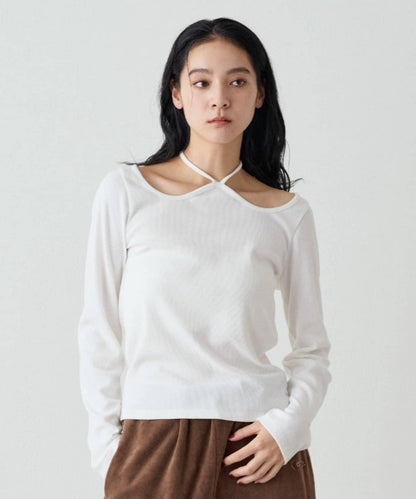 【earthy_】羅紋心形領吊帶上衣