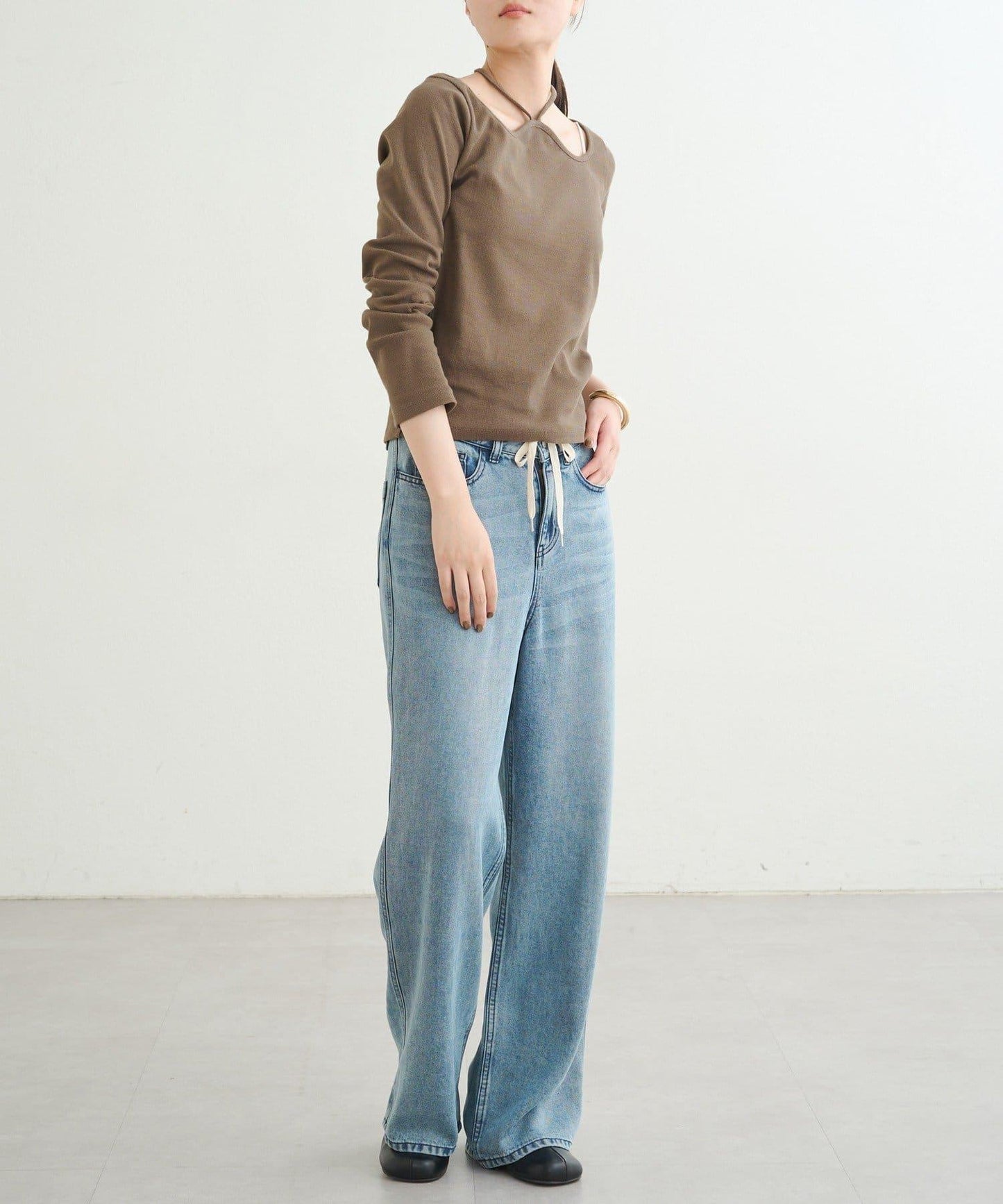 【earthy_】羅紋心形領吊帶上衣