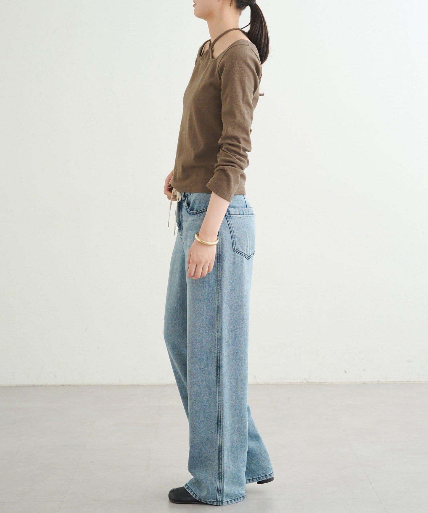 【earthy_】羅紋心形領吊帶上衣