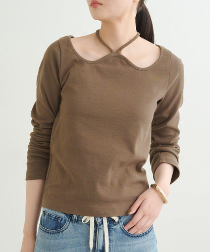 【earthy_】羅紋心形領吊帶上衣