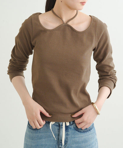 【earthy_】羅紋心形領吊帶上衣