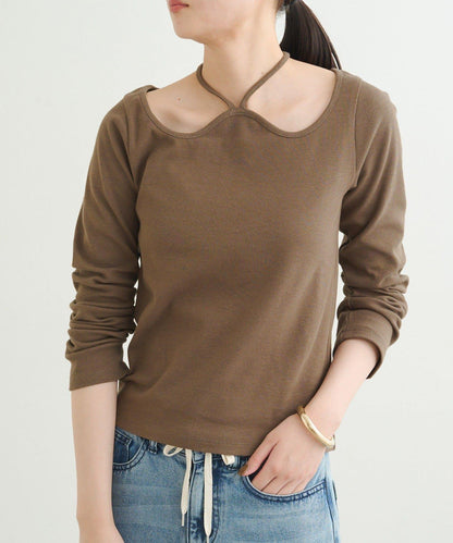 【earthy_】羅紋心形領吊帶上衣