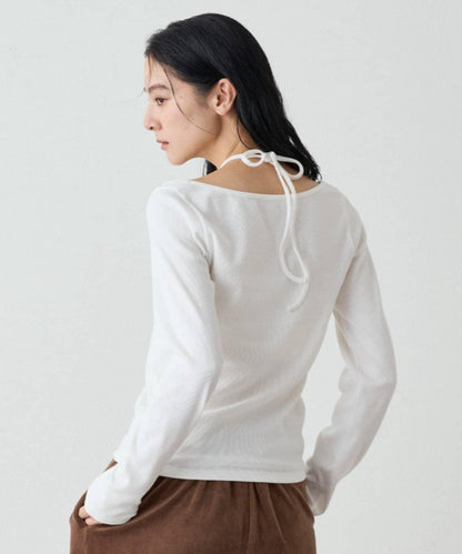 【earthy_】羅紋心形領吊帶上衣