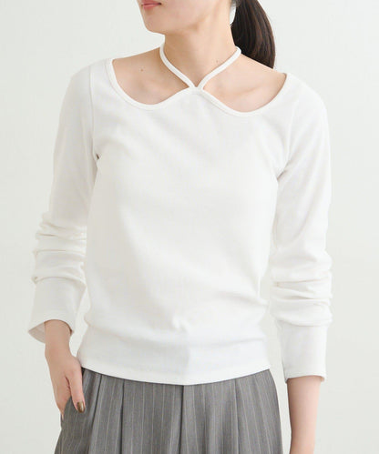 【earthy_】羅紋心形領吊帶上衣