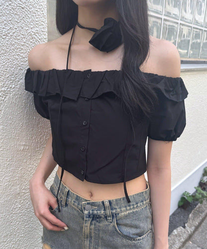 【mystic】[mline]玫瑰花頸帶襯衫