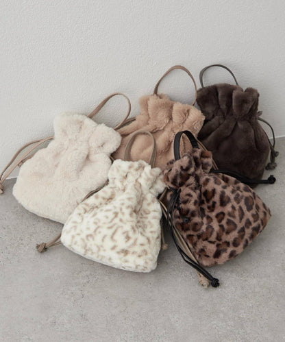2WAY毛絨束口包斜挎包