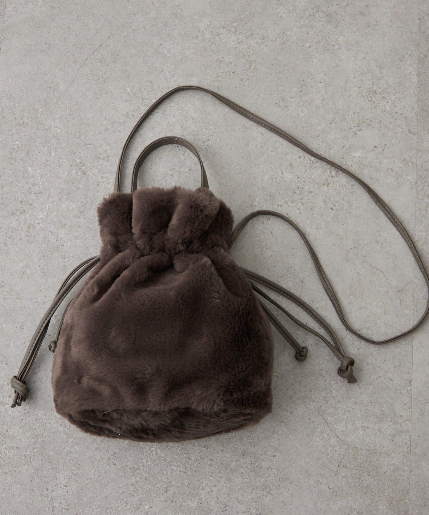 2WAY毛絨束口包斜挎包