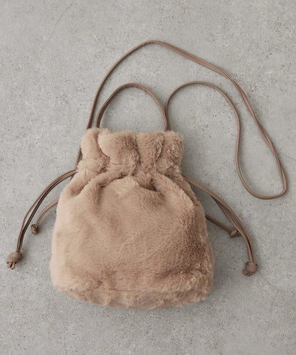 2WAY毛絨束口包斜挎包