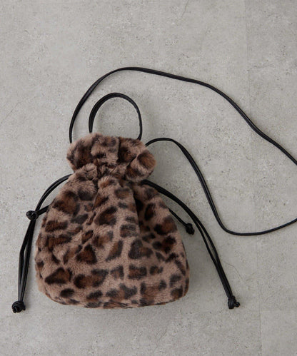 2WAY毛絨束口包斜挎包