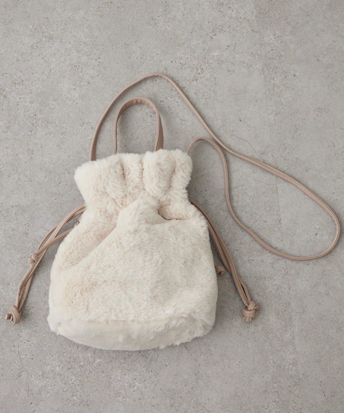 2WAY毛絨束口包斜挎包