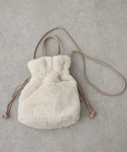 2WAY毛絨束口包斜挎包