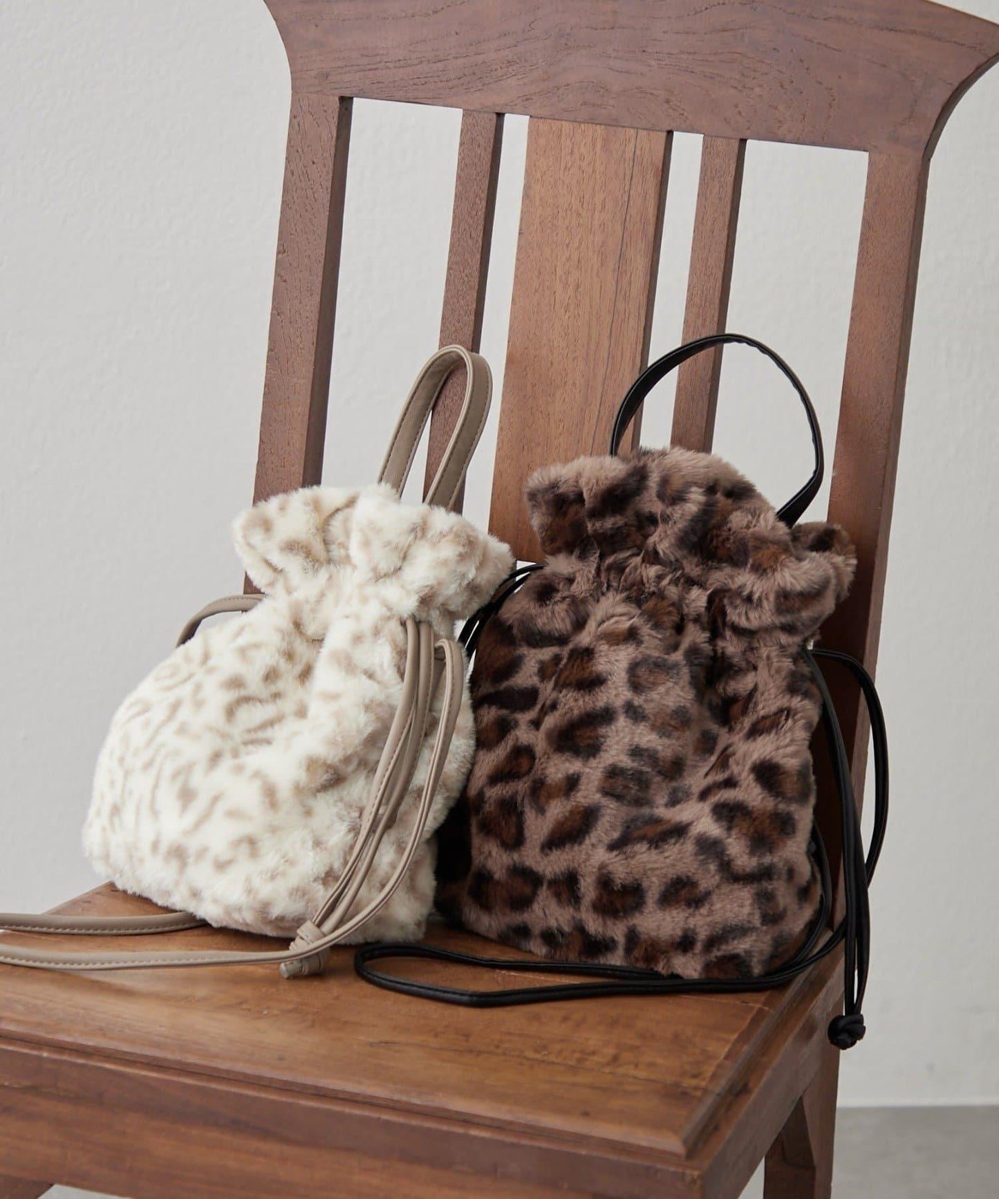 2WAY毛絨束口包斜挎包