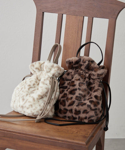 2WAY毛絨束口包斜挎包