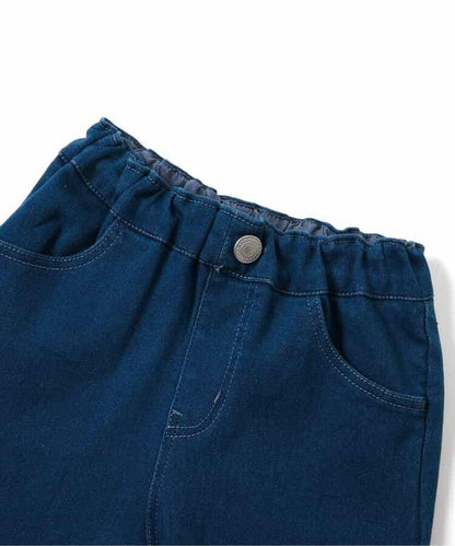 內加絨愛心・花朵口袋喇叭褲 十分褲