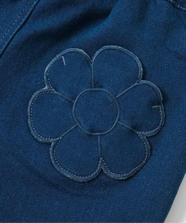 內加絨愛心・花朵口袋喇叭褲 十分褲