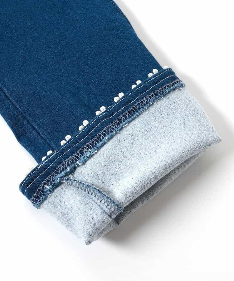 內加絨愛心・花朵口袋喇叭褲 十分褲