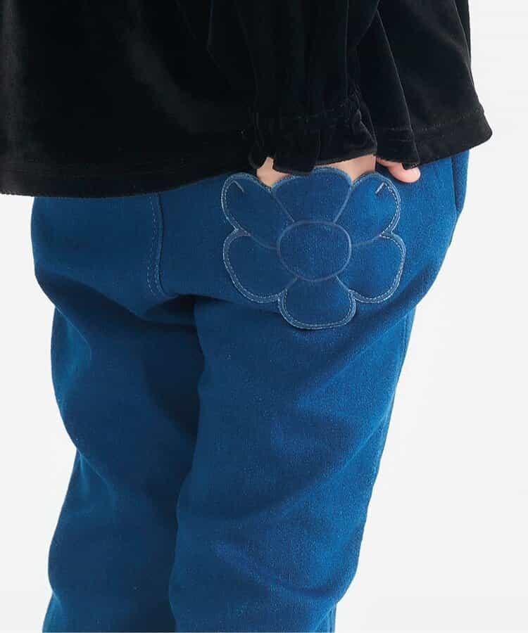 內加絨愛心・花朵口袋喇叭褲 十分褲