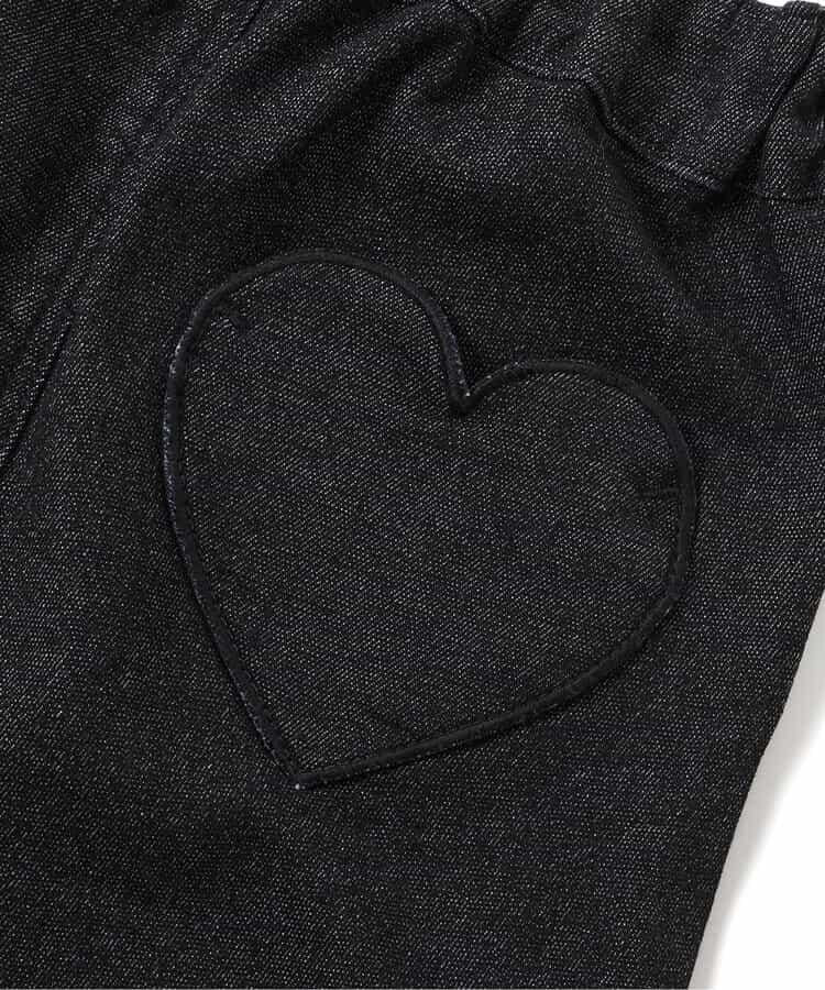 內加絨愛心・花朵口袋喇叭褲 十分褲