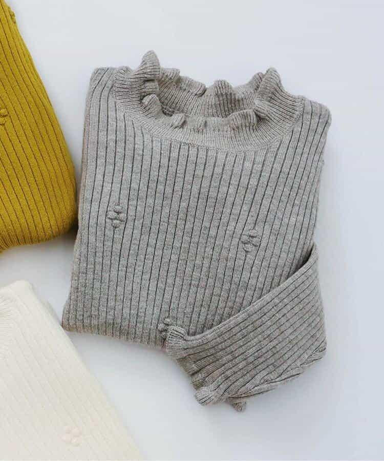 荷葉邊羅紋針織衫_可機洗